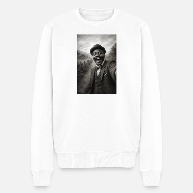 Scott Joplin Selfie - Männer Premium Bio Pullover - Weiß
