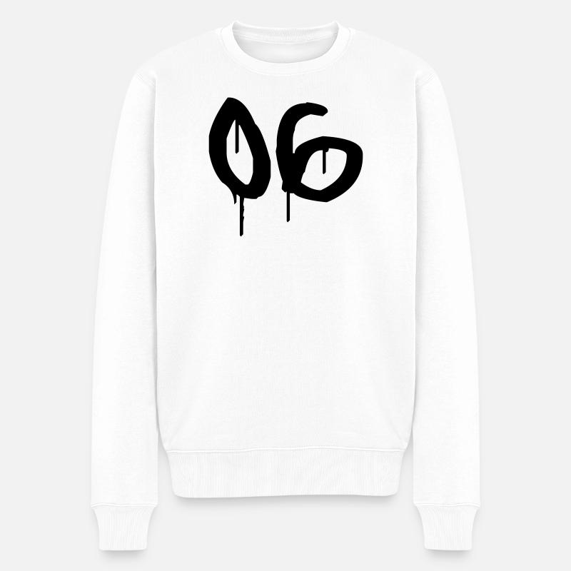 Nummer 06 Urbaner Graffiti-Stil - Männer Premium Bio Pullover - Weiß