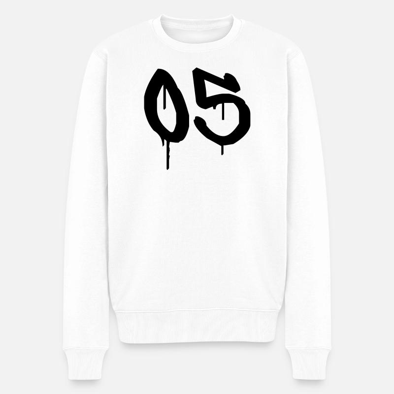 Nummer 05-stil urban graffiti - Premium økologisk genser for menn - hvit