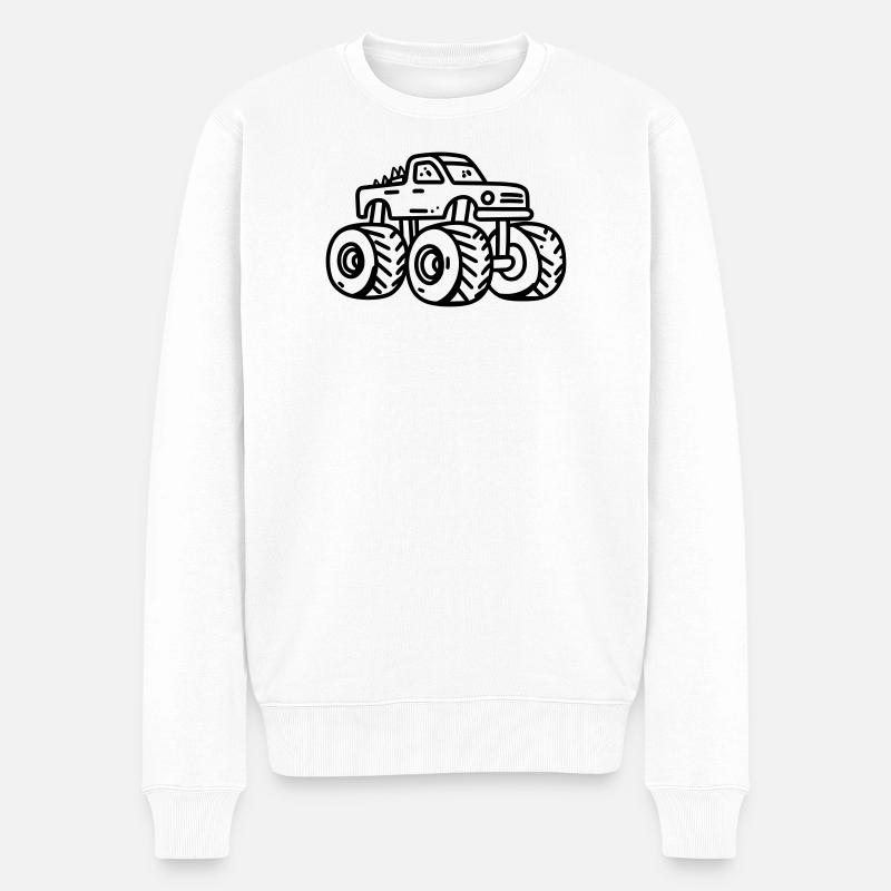 Monstertruck - Männer Premium Bio Pullover - Weiß