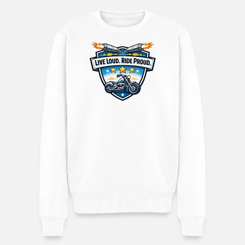 Lebe Laut. Fahr Stolz. - Männer Premium Bio Pullover - Weiß