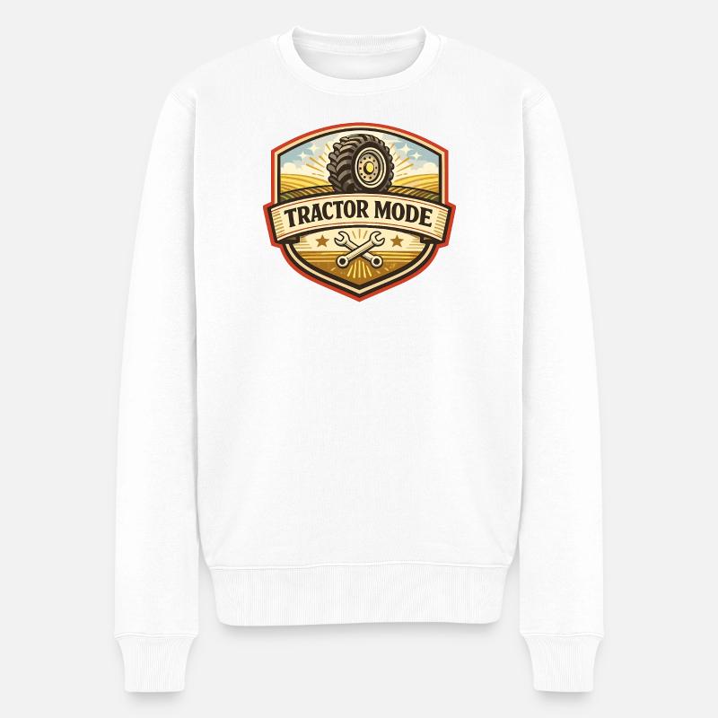 Traktor Modus Emblem - Männer Premium Bio Pullover - Weiß