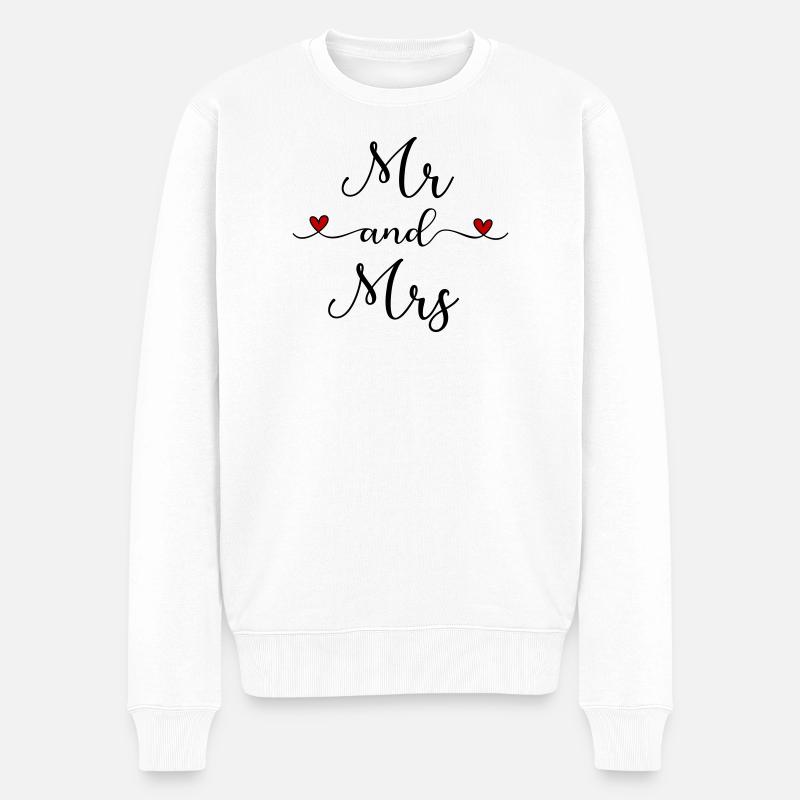 Mr and Mrs - Männer Premium Bio Pullover - Weiß