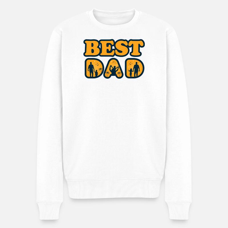 Meilleur Papa Silhouette Soleil - Männer Premium Bio Pullover - Weiß