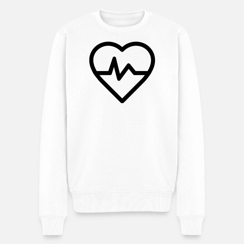 Herzfrequenz - Männer Premium Bio Pullover - Weiß