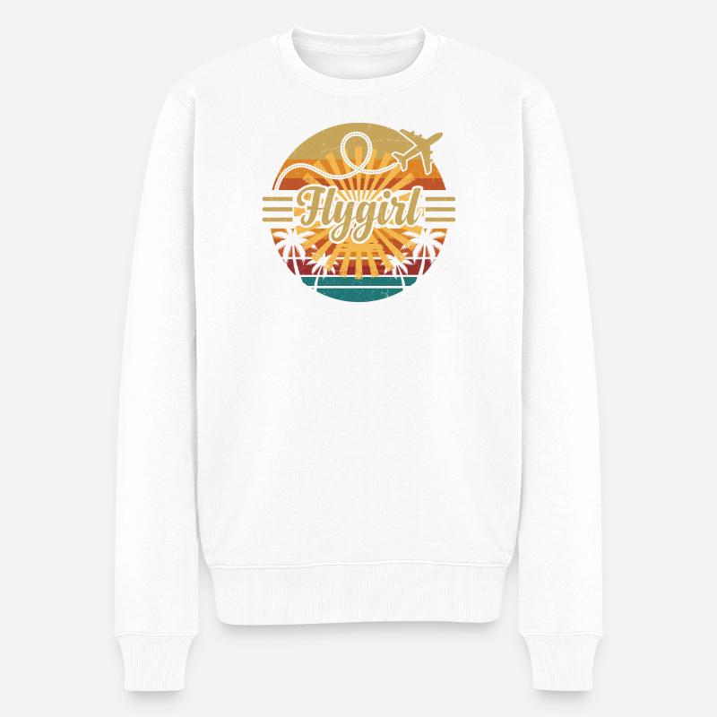 Flygirl Retro Sunset - Männer Premium Bio Pullover - Weiß
