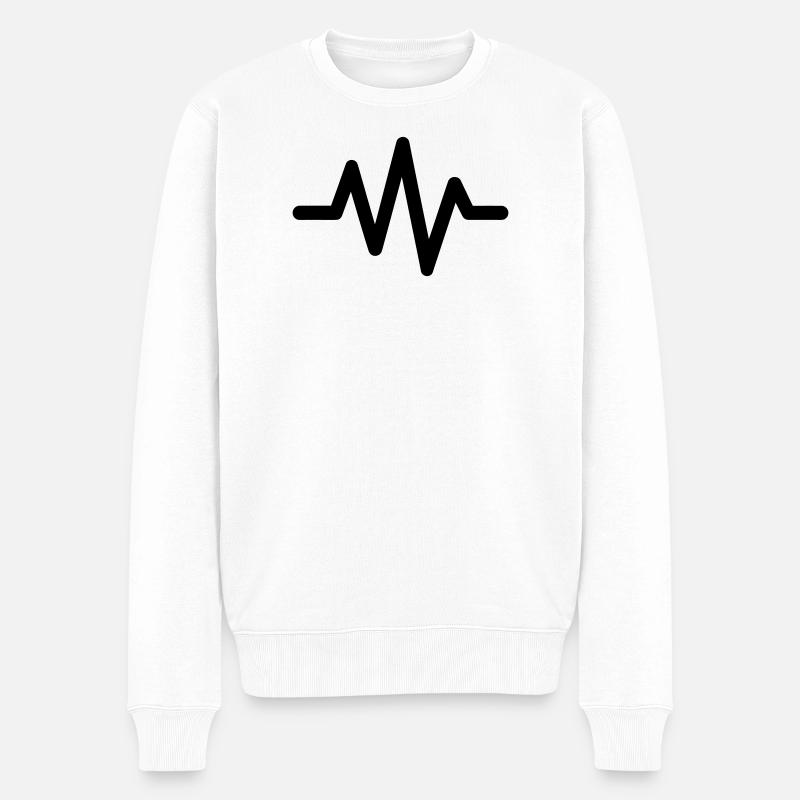 Herzschlag - Männer Premium Bio Pullover - Weiß