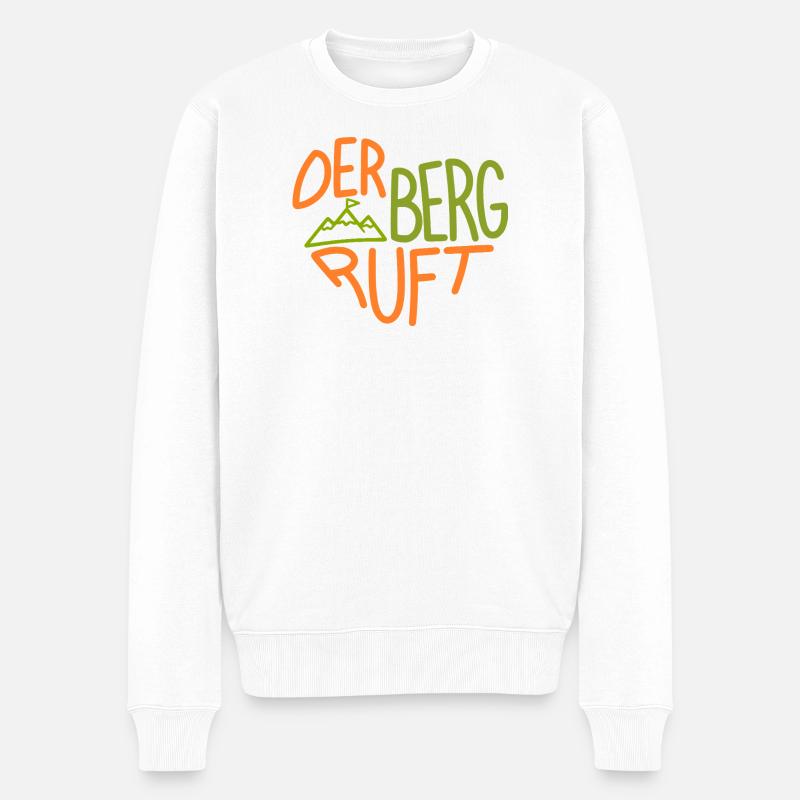 Der Berg Ruft Herzdesign - Männer Premium Bio Pullover - Weiß
