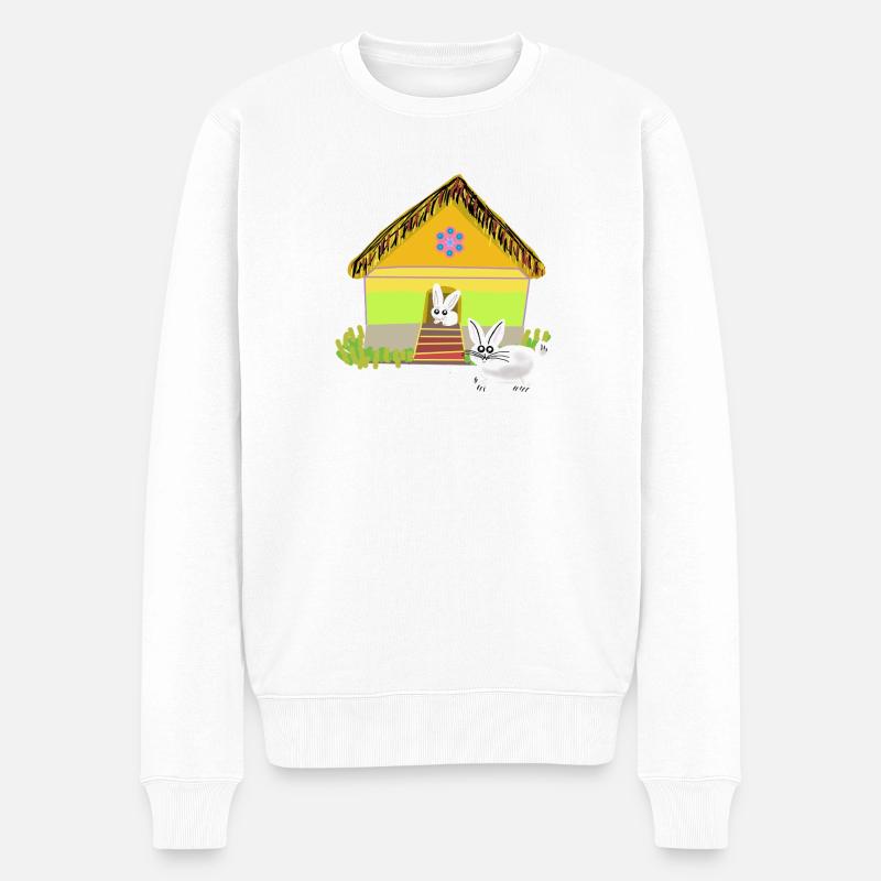 Hasenstall Kaninchen Hase Kinder Kind - Männer Premium Bio Pullover - Weiß