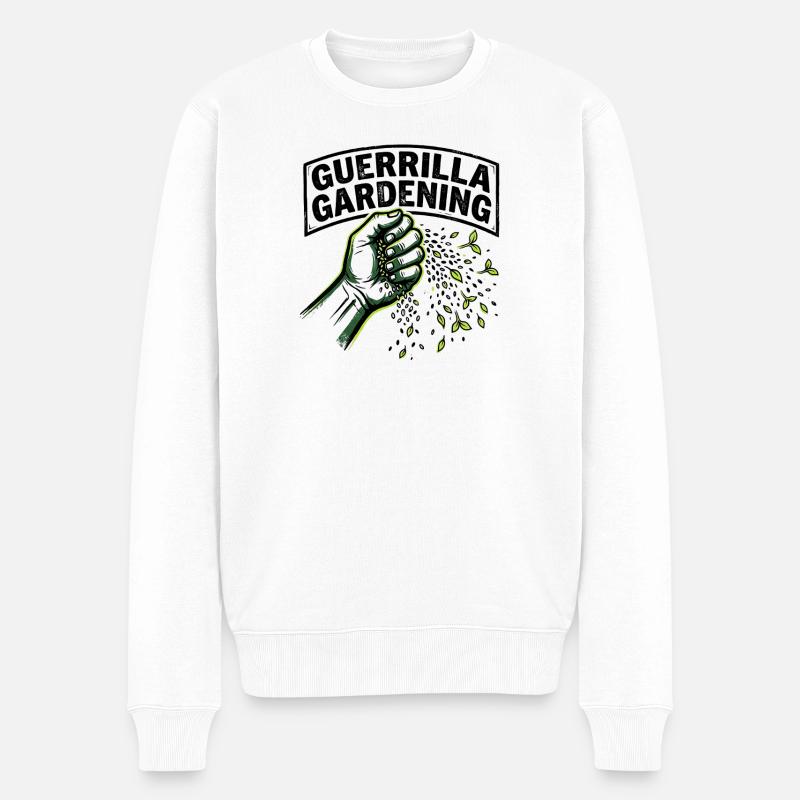 Guerrilla Gardening Power - Männer Premium Bio Pullover - Weiß