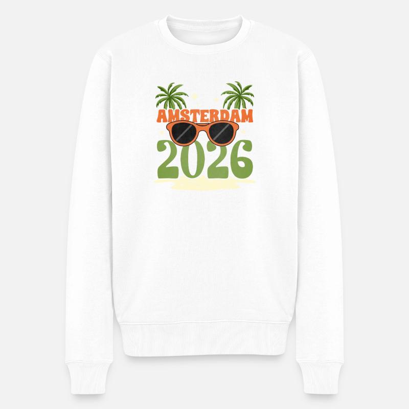 Amsterdam 2026 - Männer Premium Bio Pullover - Weiß