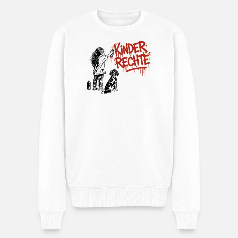 Kinderrechte Graffiti roter Schriftzug - Männer Premium Bio Pullover - Weiß