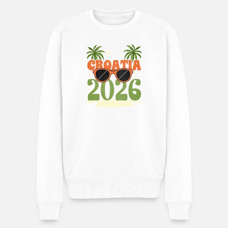 Croatia 2026 - Männer Premium Bio Pullover - Weiß