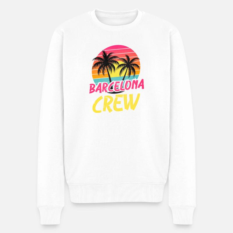 Barcelone Crew - Pull Premium bio Homme - blanc