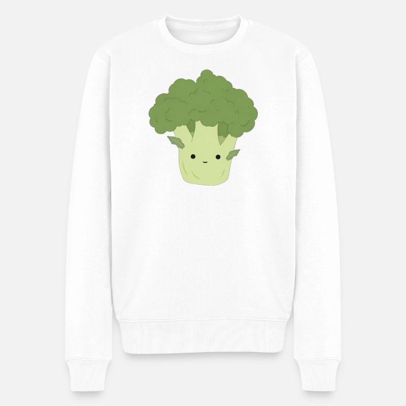 Ben Broccoli – Sweet Kawaii Vegetable Design - Pull Premium bio Homme - blanc
