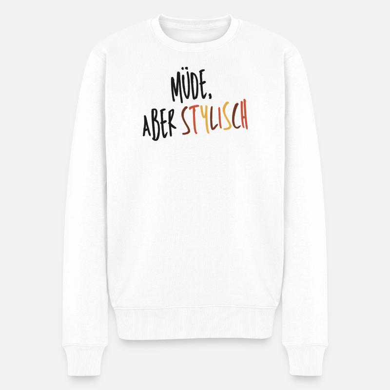 Müde aber stylisch  - Männer Premium Bio Pullover - Weiß