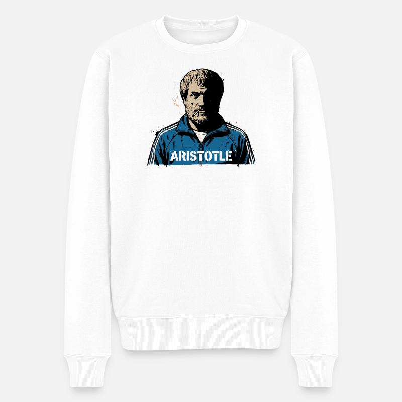 Aristoteles' Straßenkluges Porträt - Männer Premium Bio Pullover - Weiß
