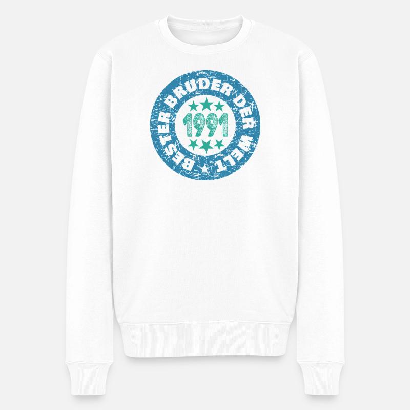 Timbre rétro rond 1991 - Pull Premium bio Homme - blanc