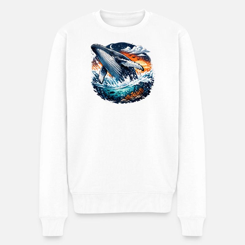 Fantasme du saut de baleine de mer du soir - Pull Premium bio Homme - blanc