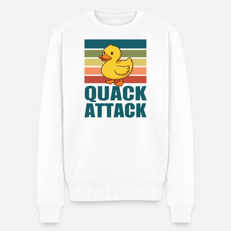 Quack-Angriffs-Ente - Männer Premium Bio Pullover - Weiß