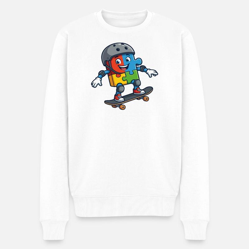 Puzzle Buddy Skater - Männer Premium Bio Pullover - Weiß
