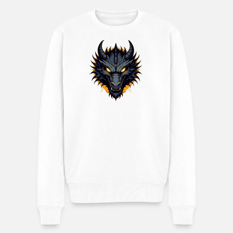 Tête de Dragon Dragon Noir - Pull Premium bio Homme - blanc
