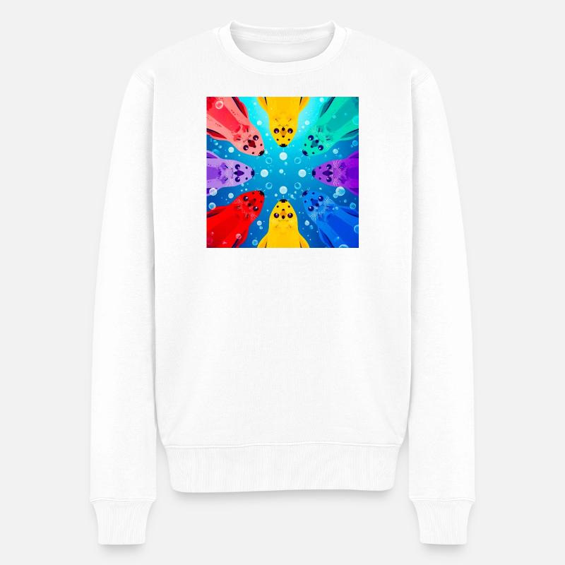 Bunte Kreis-Koi - Männer Premium Bio Pullover - Weiß