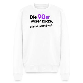 90er waren kacke - Männer Premium Bio Pullover - Weiß - Vorne - Thijin (182cm)