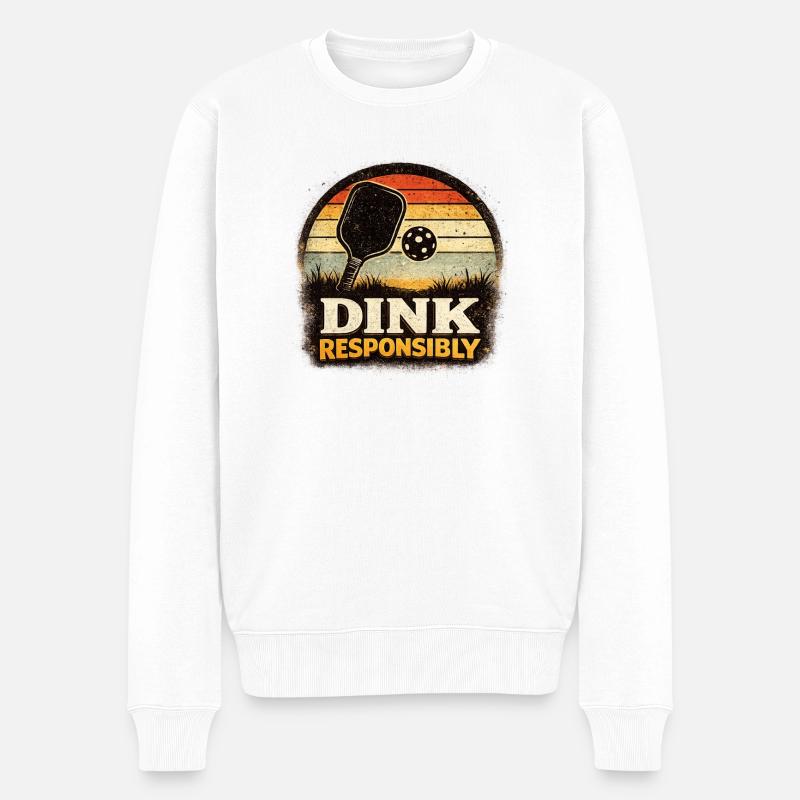 Dink Responsibly Retro Paddle Player Pickleball - Männer Premium Bio Pullover - Weiß