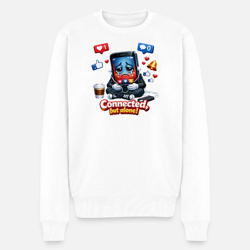 Verbunden, aber allein - Männer Premium Bio Pullover - Weiß