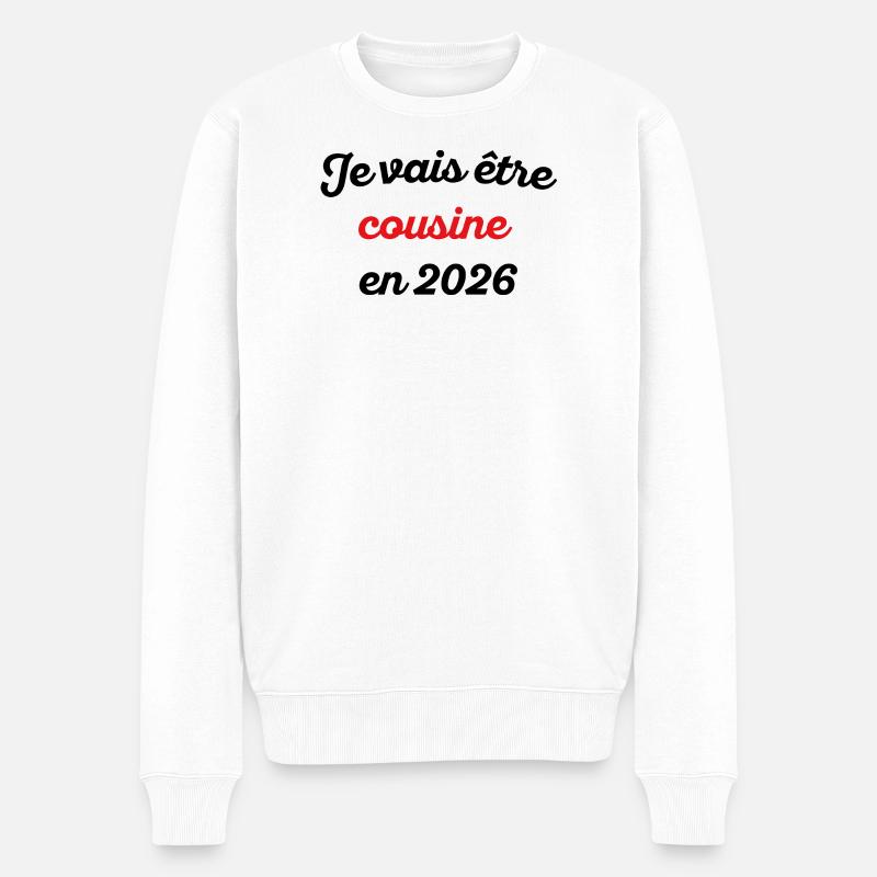 Je vais être Cousine en 2026 - Pull Premium bio Homme - blanc