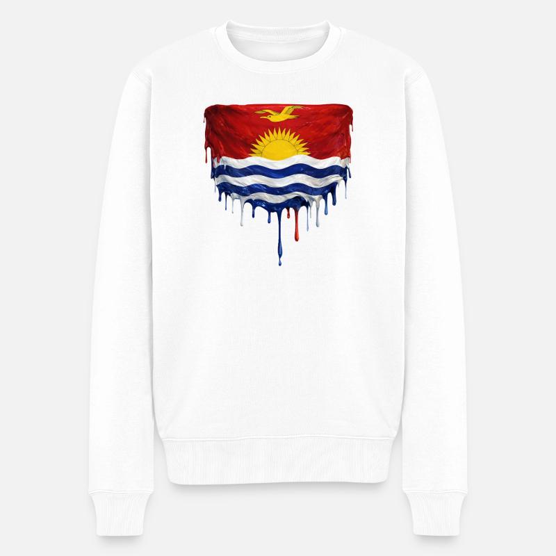 Drapeau de Kiribati dégoulinant - Pull Premium bio Homme - blanc