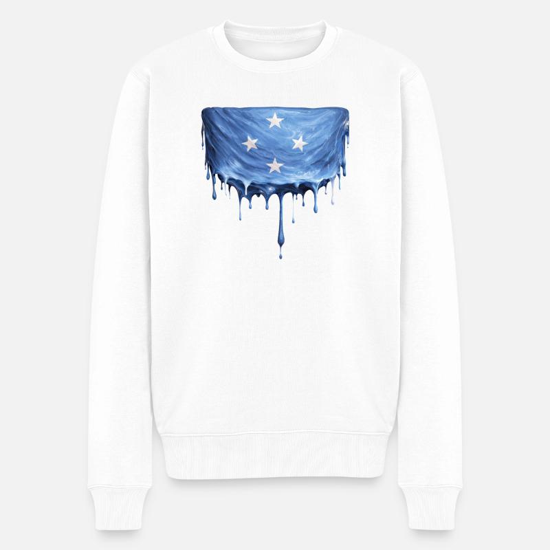 Micronesia tropfende Flagge - Männer Premium Bio Pullover - Weiß