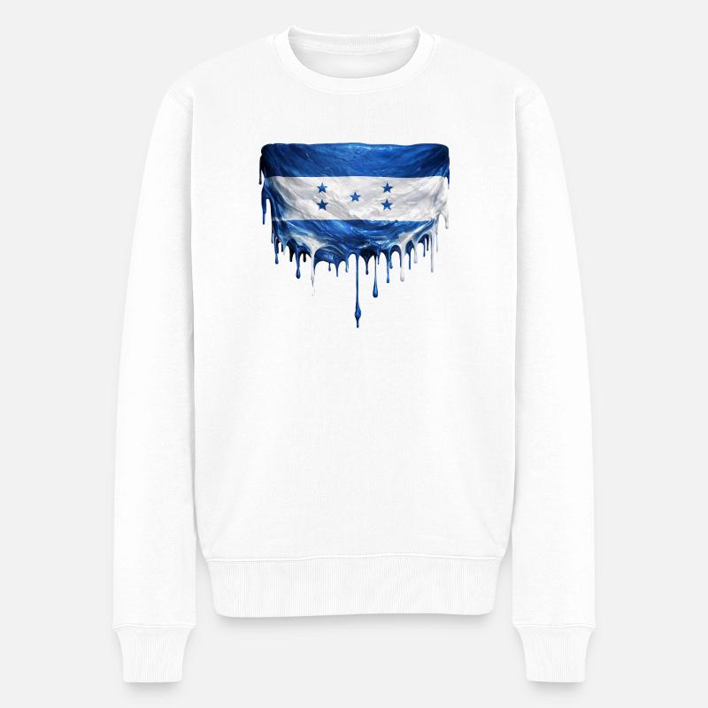Drapeau dégoulinant du Honduras - Pull Premium bio Homme - blanc