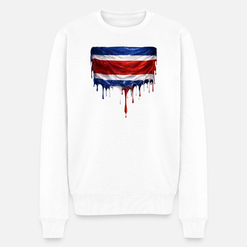 Drapeau dégoulinant du Costa Rica - Pull Premium bio Homme - blanc