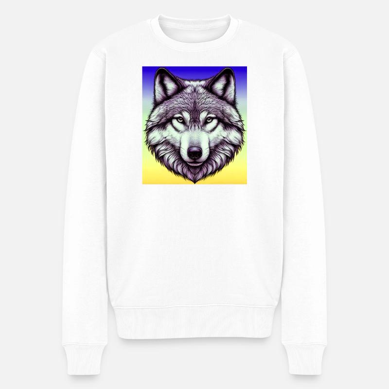 Wolf - Männer Premium Bio Pullover - Weiß