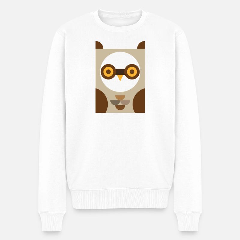 Eule - Männer Premium Bio Pullover - Weiß