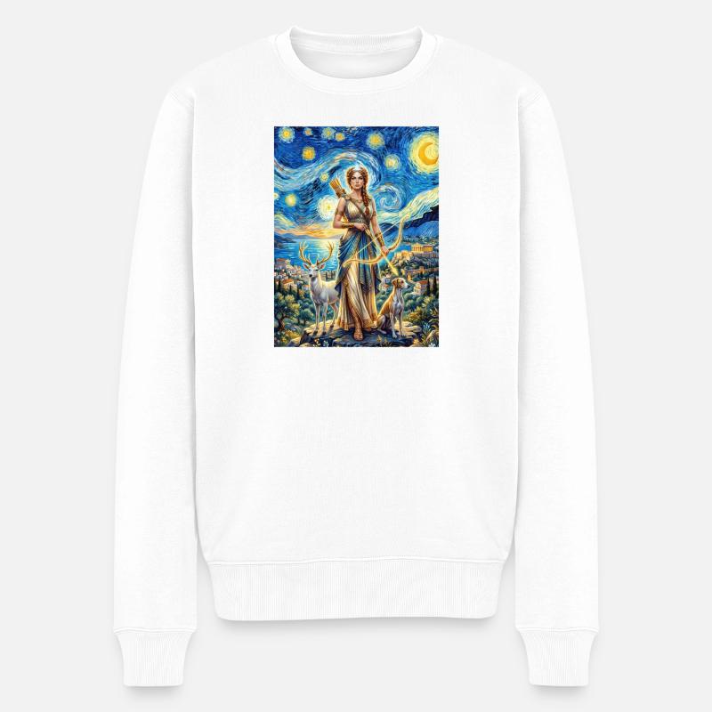 Artemis Sternennacht - Männer Premium Bio Pullover - Weiß