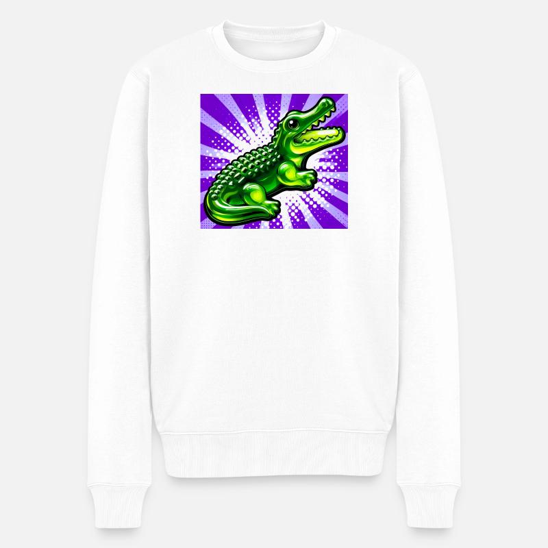 Krokodil - Männer Premium Bio Pullover - Weiß