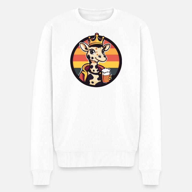 Bière girafe drôle - Pull Premium bio Homme - blanc