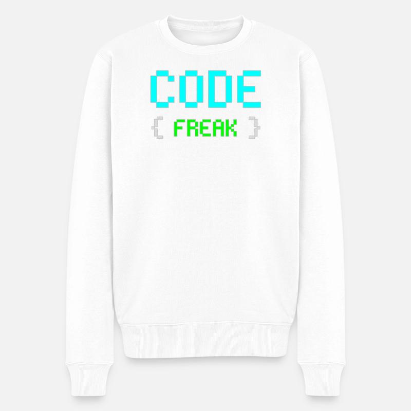 Pixel Code Freak Neon Tee - Men's Premium Organic Jumper - white