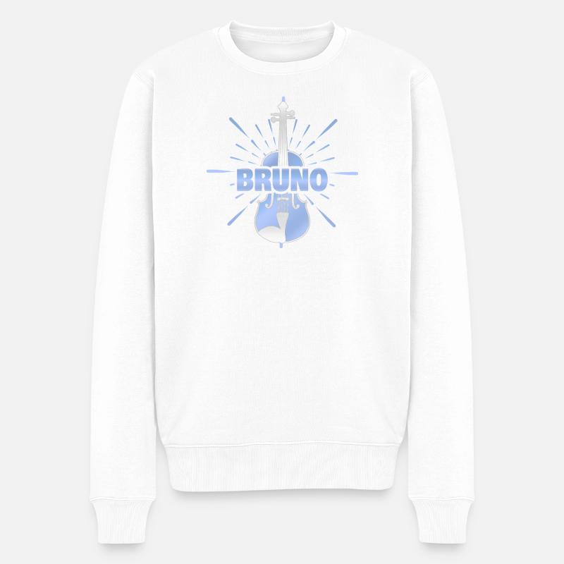 Violine Bruno - Männer Premium Bio Pullover - Weiß