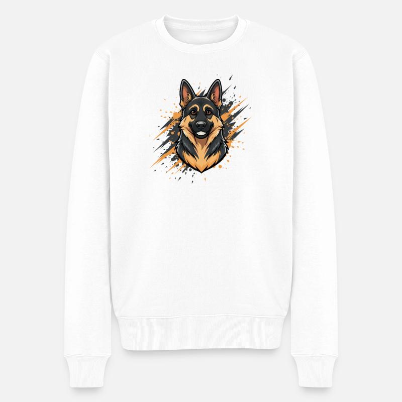 Schäferhund Kopf Spraykunst - Männer Premium Bio Pullover - Weiß