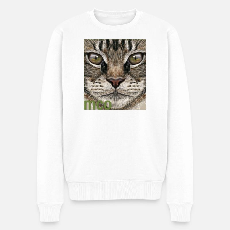 Chat Maine Coon - Pull Premium bio Homme - blanc