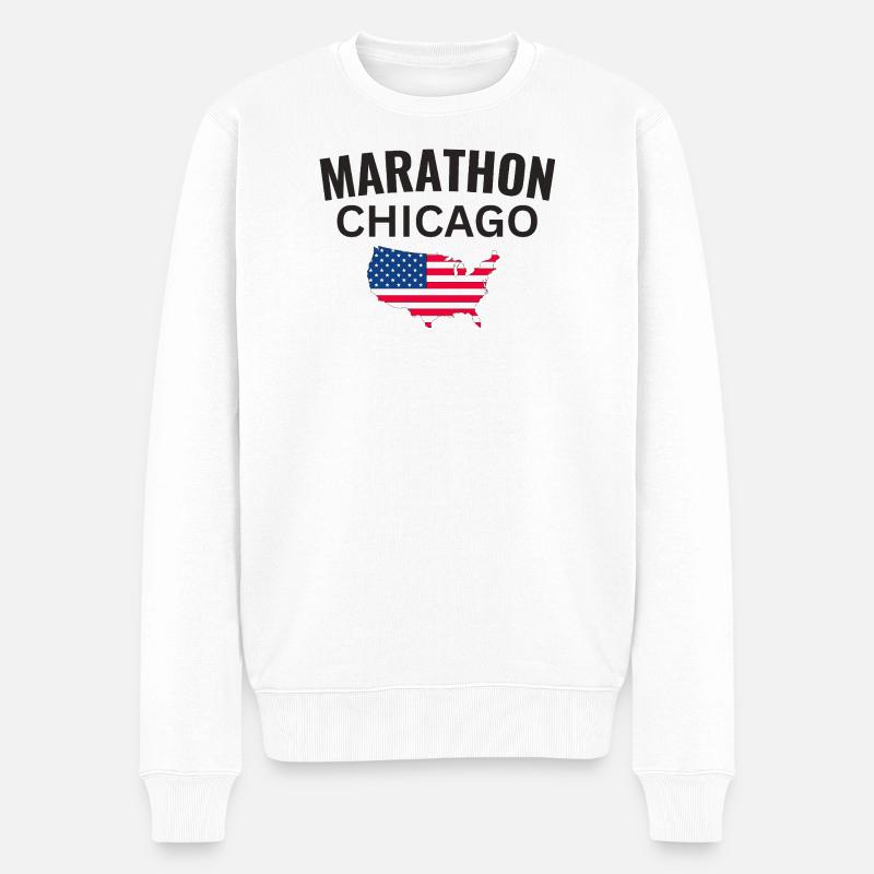 Marathon Chicago - Männer Premium Bio Pullover - Weiß