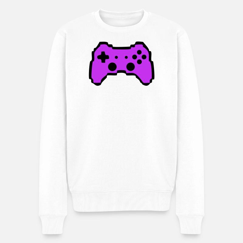 Retro Gamepad Controller Gamer - Männer Premium Bio Pullover - Weiß