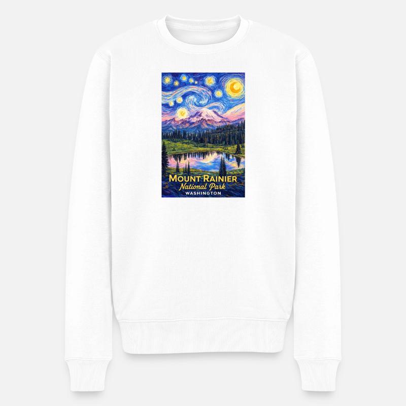 Mount Rainier Nationalpark, Washington - Männer Premium Bio Pullover - Weiß