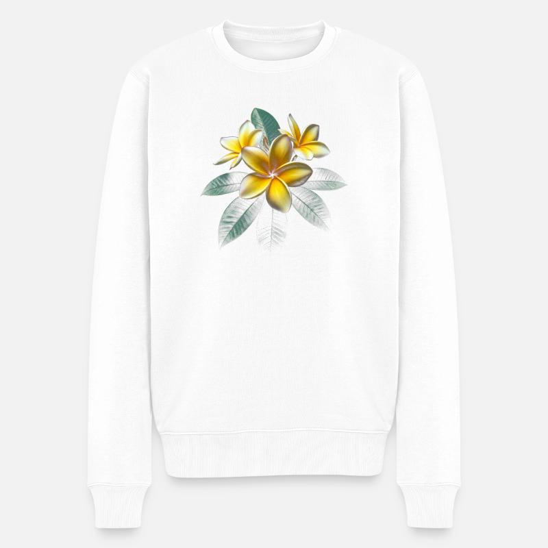 Fleur de plumeria - Pull Premium bio Homme - blanc