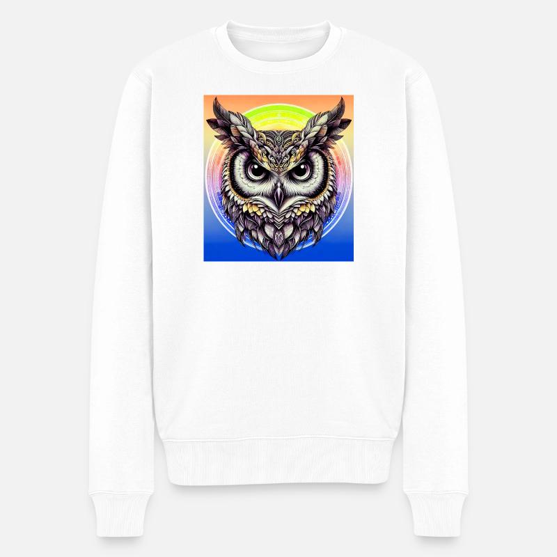 Eule - Männer Premium Bio Pullover - Weiß