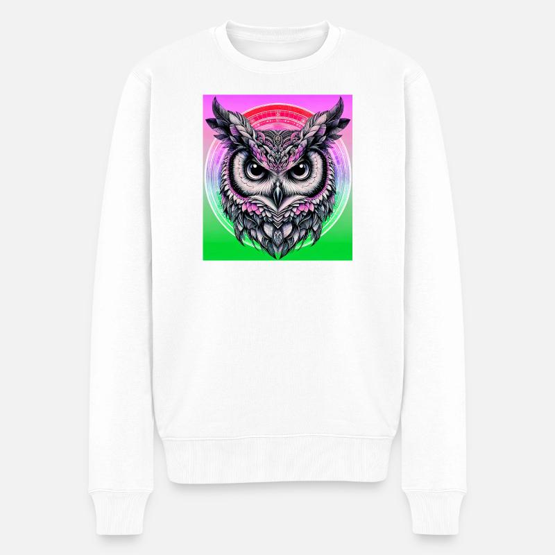 Eule - Männer Premium Bio Pullover - Weiß